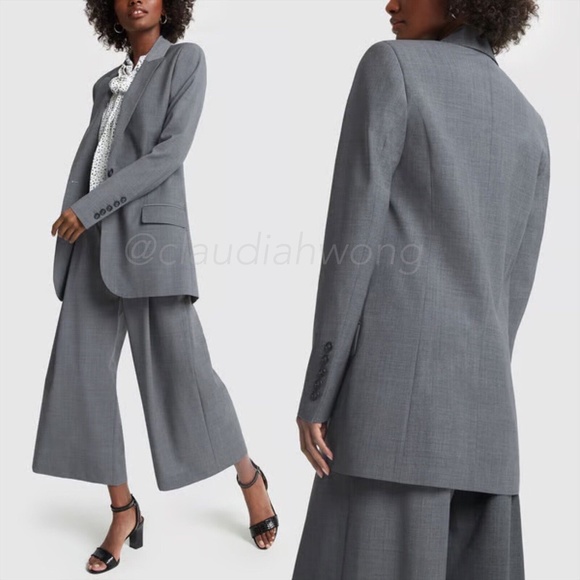 New GWYN Lauren Wool Tailored Blazer Jacket in Light Grey Marl - Picture 5 of 13